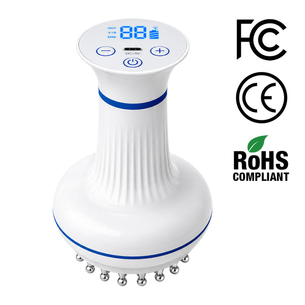 rollerstone lymphatic drainage massager with FCC, CE, and RoHS compliance icons