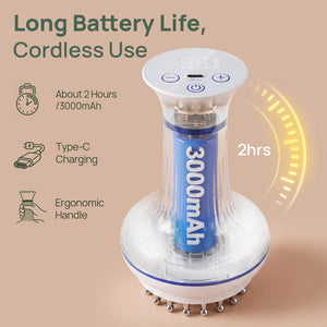 rollerstone lymphatic drainage massager with about 2 hours of cordless use and 3000mAh battery