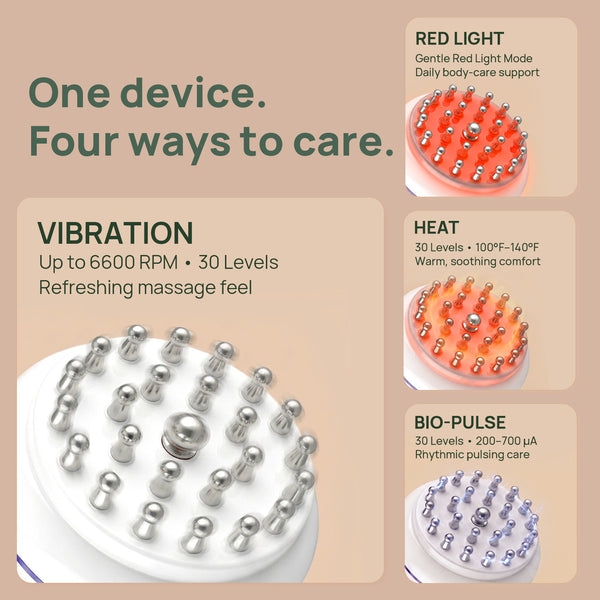 rollerstone lymphatic drainage massager with vibration, heat, red light, and bio-pulse modes